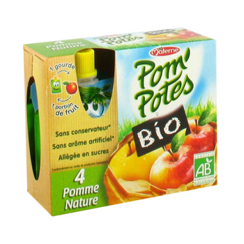 POM'POTES Compotes Gourdes Pomme Framboise 4x90g - materne - 360 g