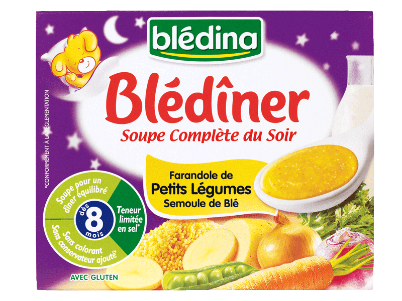BLEDINER SOUPES 2x250ml Farandole de Petits Légumes Semoule de Blé