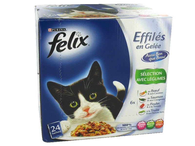 FELIX Sachets repas effilés en gelée viandes légumes pour chat 24x100g pas  cher 