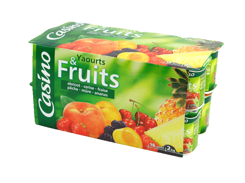 CASINO Dble 0% Fruit Allege Yaourt 16 x 125 g : : Epicerie