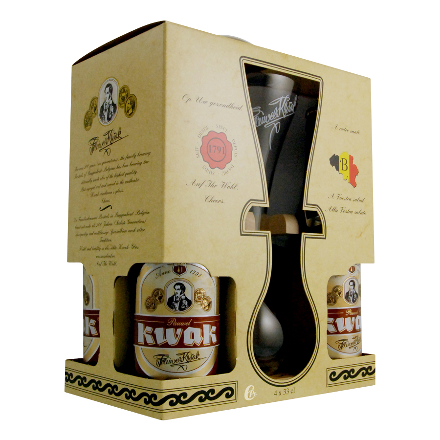 Coffret bière ambrée Kwak 1 verre 4x33cl (pack de 4) 
