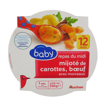 Auchan Baby Mijote De Carottes Boeuf 230g Des 12 Mois Tous Les Produits Assiettes Petits Pots De Legumes Prixing