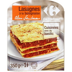 Plat cuisiné lasagnes bolognaise CARREFOUR EXTRA : la barquette de 350g à  Prix Carrefour
