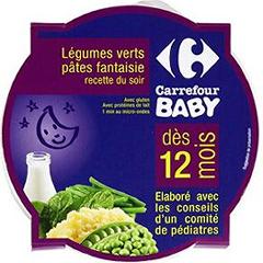 Plat bébé légumes pâtes, dès 18 mois CARREFOUR BABY BIO