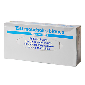 MOUCHOIRS BLANCS - PAQUET DE 10 ETUIS - MOUCHOIRS avec antibactérien  naturel, en pure cellulose blanc, quadruple épaisseur