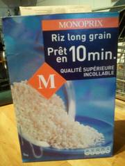 Riz long grain prêt en 10mn incollable