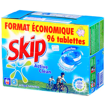 Lessive Tablettes Active Clean SKIP : la boîte de 28 tablettes à Prix  Carrefour