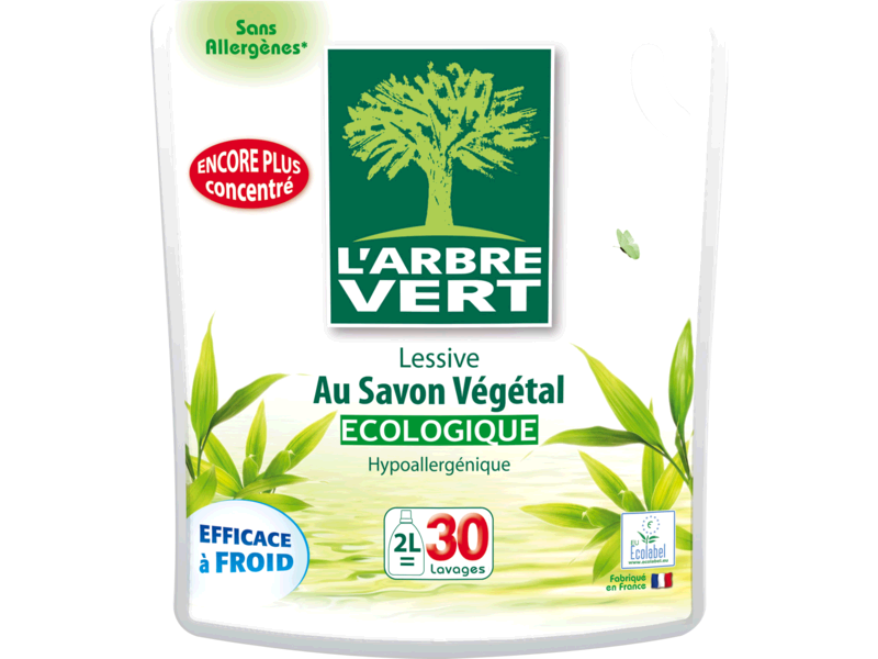 ARBRE VERT Arbre Vert lessive diluée végétal 30 lavages 2l +
