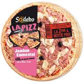 Sodebo La Pizza jambon emmental le lot de 2 pizzas de 470 gr - La 2ième à moitié prix