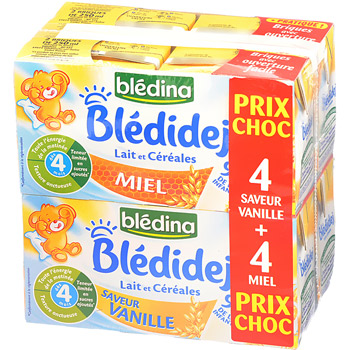 BLEDINA Blédidej Lait et céréales bébé dès 6 mois - 4 briques de 250 ml