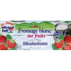 Fromage blanc aux fraises Bibeleskaes ALSACE LAIT, 6,5%MG, 4x125g