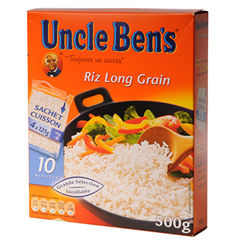 Riz long grain cuisson 10min uncle ben's, 4 sachets, 500g - Tous
