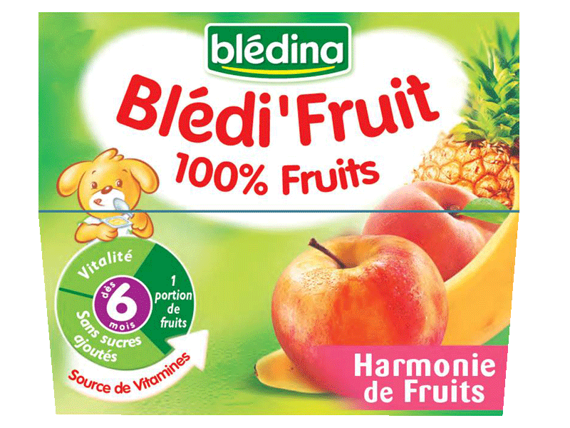Compotes bébé dès 8 mois, pomme Poire Mandarine BLEDINA