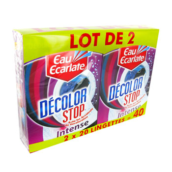 Lingette Anti-Décoloration 2en1 Protège & Ravive Le Blanc Décolor Stop Eau  Ecarlate, 22 lingettes